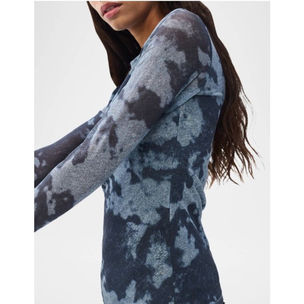 Rag & Bone Yana Printed Mesh Tee Silver Multi Long Sleeve XXS NWT - Picture 6 of 13